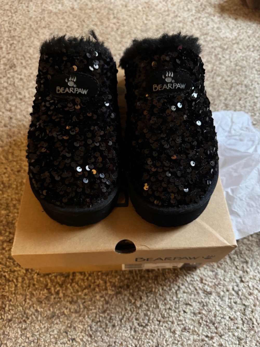 BearPaw Black Sequence Slippers